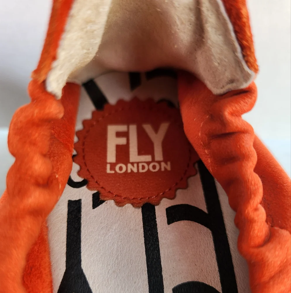Fly London Pled Size 41 Wedge Shoes Orange Leather